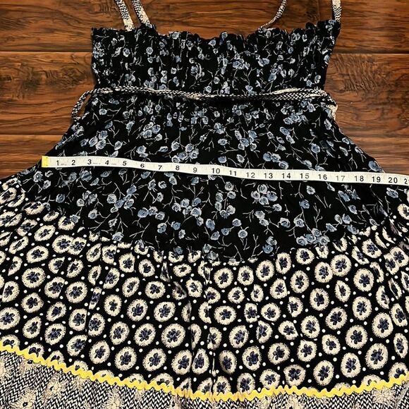 Free People Boho Cottage Core Blue Multi Print Color Prairie Dress Festival - Picture 6 of 11